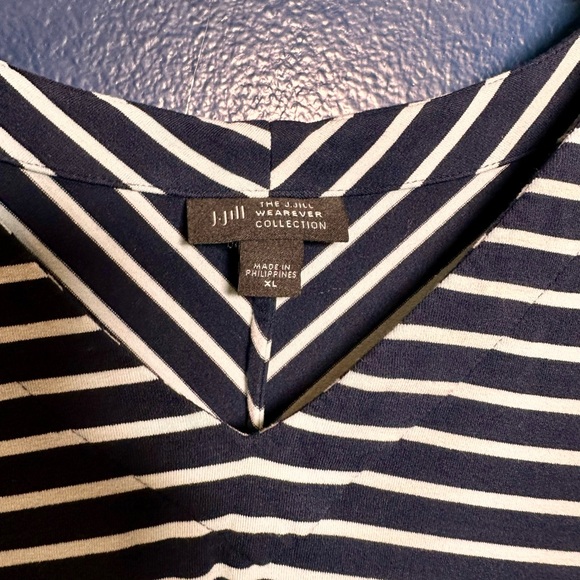 J. Jill Navy and White Striped Long Sleeve Top - Picture 2 of 4